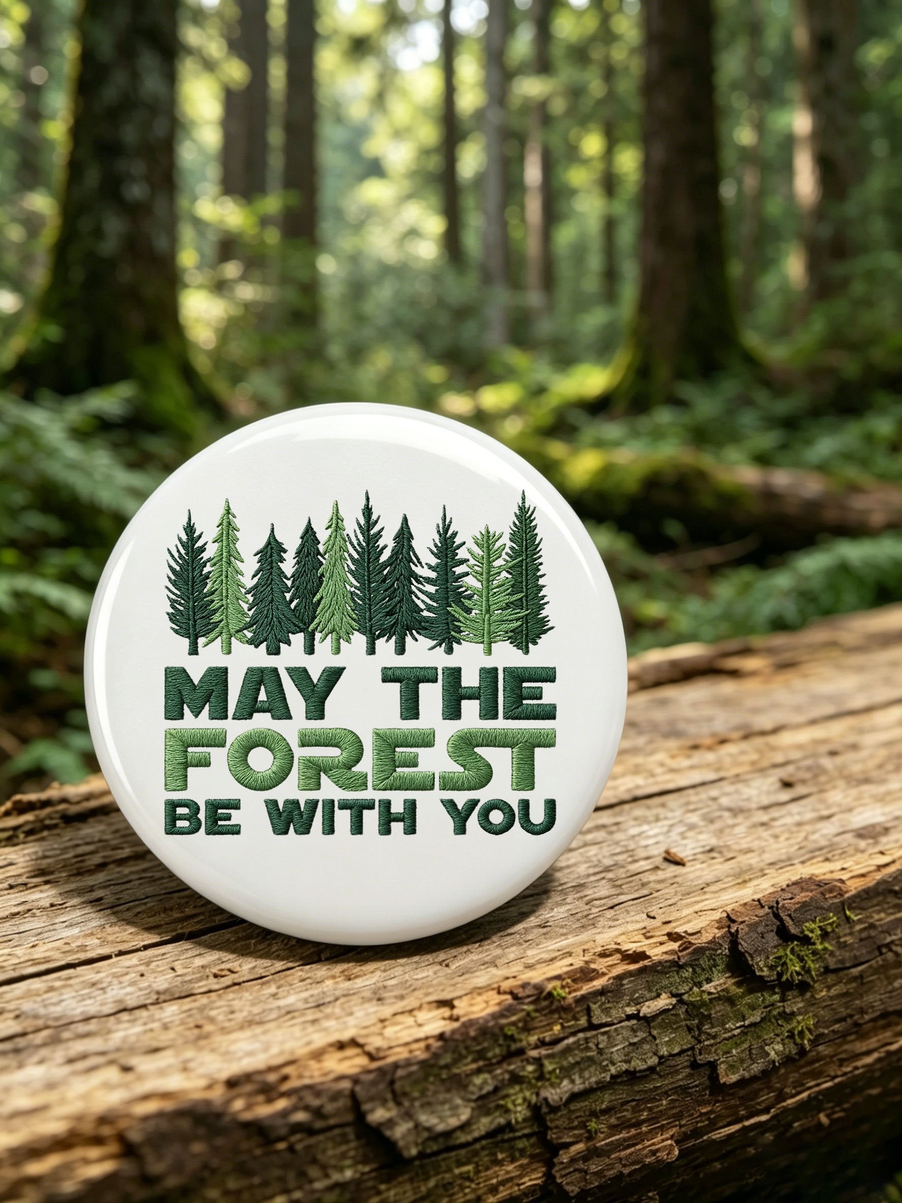 Unisex Retro May The Forest Be With You Pin-Back Button