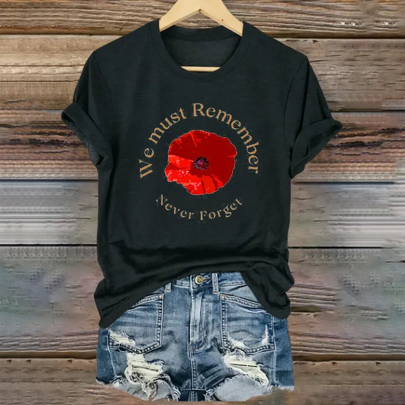 Women's "Red Friday" Poppy Commemorative Crew-Neck T-Shirt