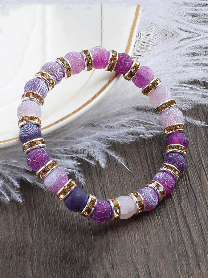 Alzheimer's Disease Purple Agate Stretch Bracelet