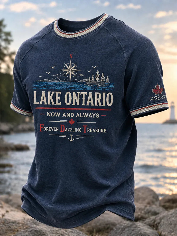 Men's Lake Ontario Now & Always Forever Dazzling Treasure Print Short Sleeve T-shirt