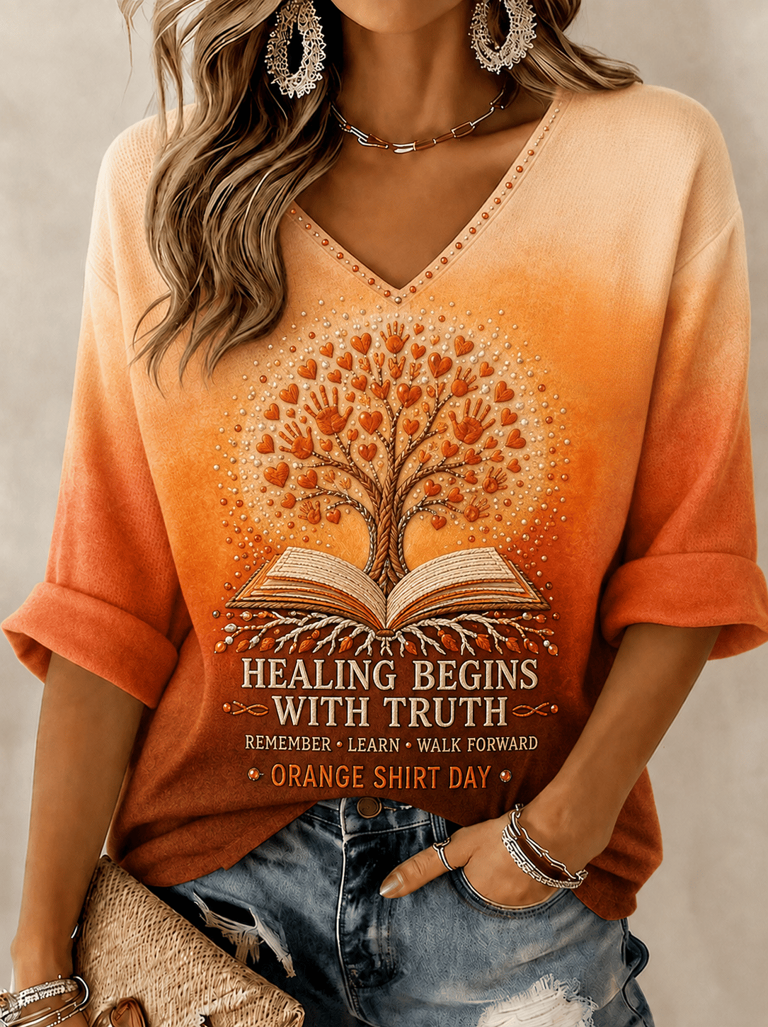Women's Orange Shirt Day Print T-Shirt
