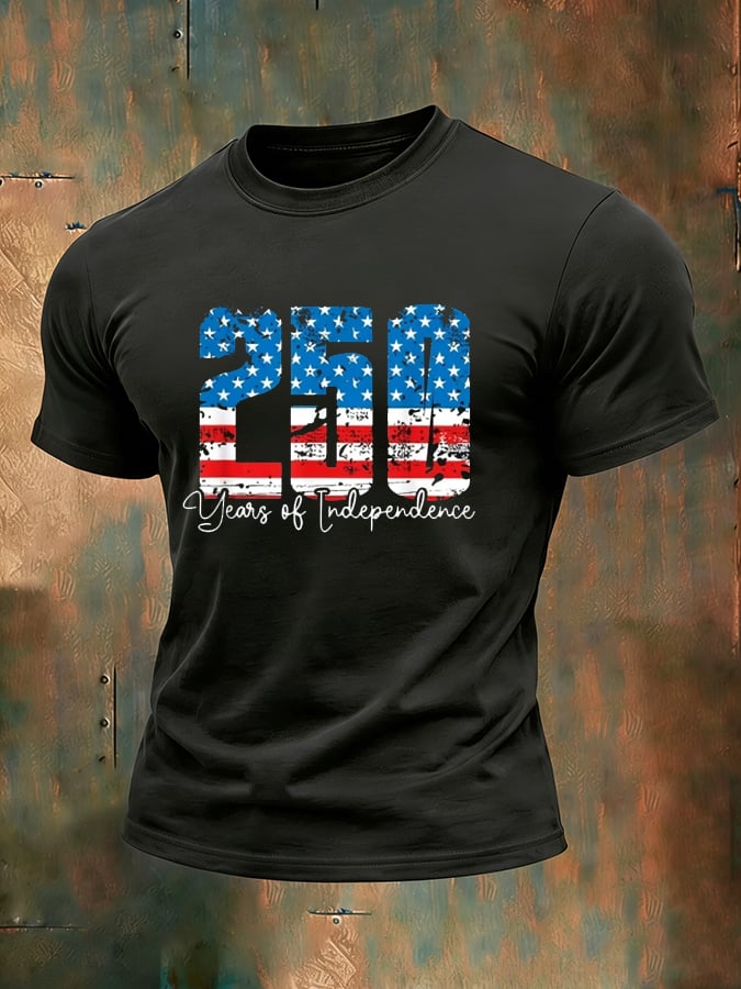 Men's 250th Anniversary National Flag Print Casual Short-Sleeved T-Shirt