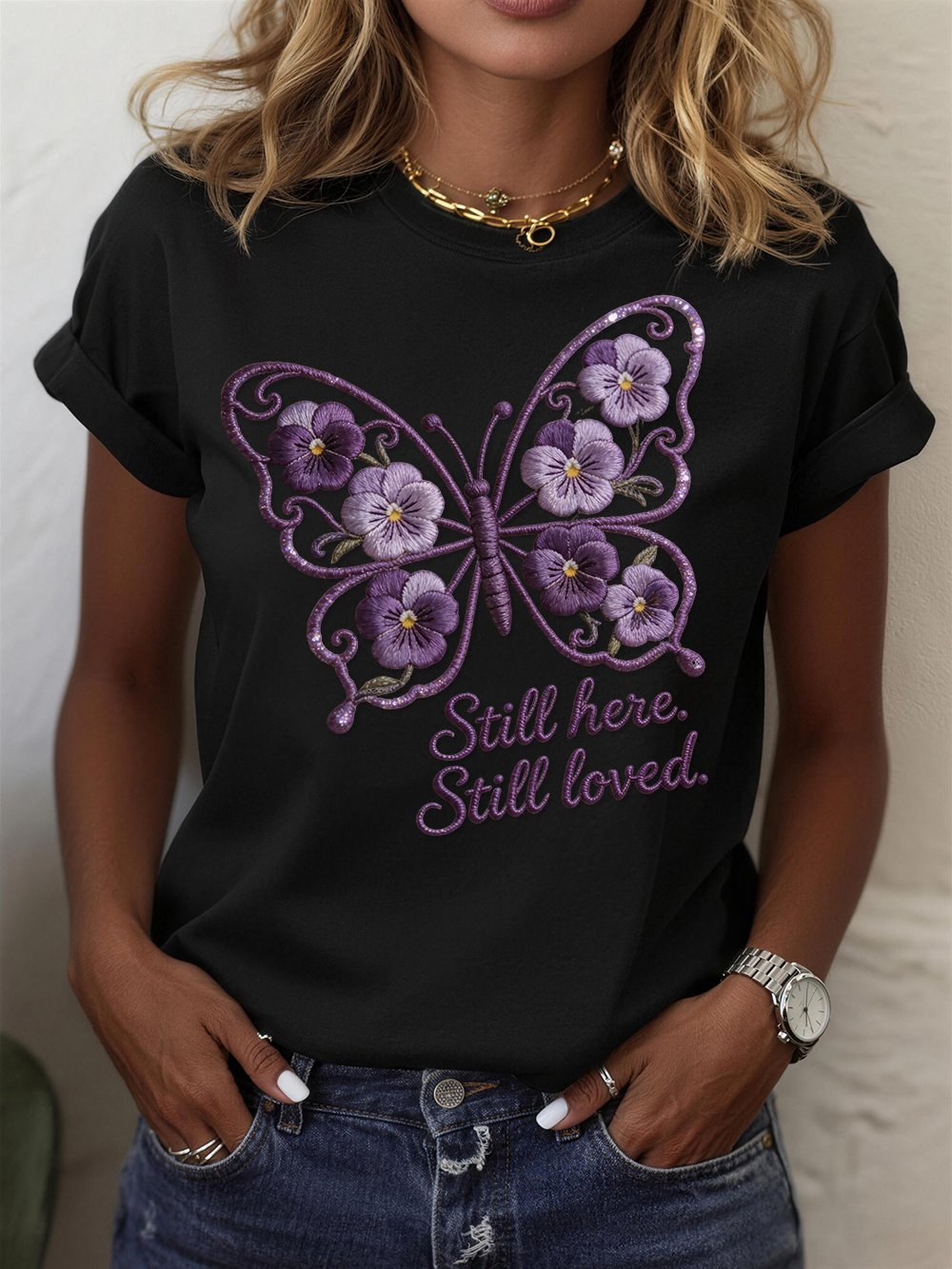 Women's Alzheimer's Awareness Crew Neck Short-Sleeve T-Shirt